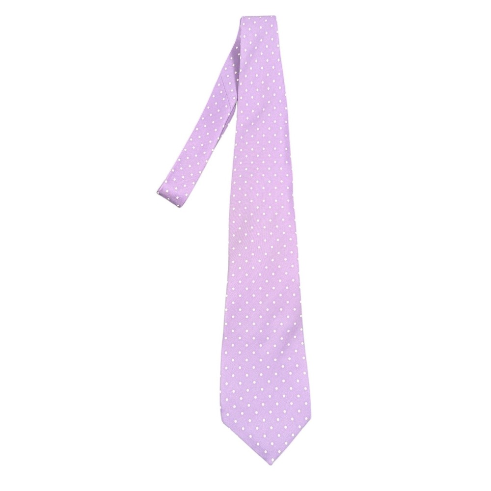 Ralph Lauren Purple Label Mens Necktie Polka Dot Silk Italy Lavender 58 in
